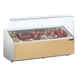 Vitrină frigorifică orizontală - 2506x979 mm - 512 L - panou frontal bej - spate cu 4 uși - geam frontal drept