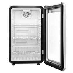 Commercial Mini Bar Refrigerator - 495mm - 113L - with 1 glass door & reversible hinges - Black/Silver - Double-glazed glass door