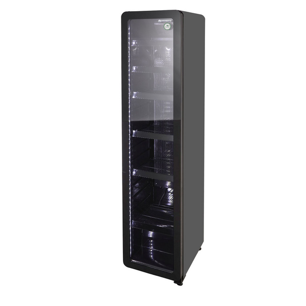 GASTRO-COOL | Frigorífico para bebidas - 212 litros - estrecho - con 1 puerta de cristal - negro - GCGD175