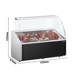 Banco gastronomia professionale - 1256x979mm - 262 L - Vetro dritto - Pannello frontale Nero RAL 9017