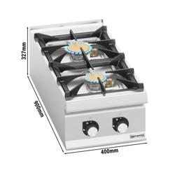 Cucina a gas professionale - PAOLO 900 - 400x900x327mm - 16,0 kW - 2 fuochi - da banco - alta potenza