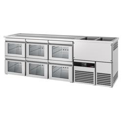Barkoelkast PREMIUM - 2500x700mm - 6 laden & 1 lade
