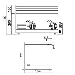 Commercial Electric Griddle Plate PREMIUM - smooth plate - 600mm depth - 8 kW - 2 zones - ≥270°C