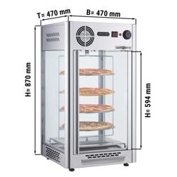 Vitrine chauffante – 470 mm – 1,2 kW – avec 4 niveaux – inox
