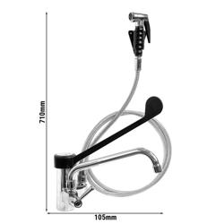 Monobloc mixer tap - swan-neck spout - with single-lever, hand spray & swivel spout - hose 2000mm
