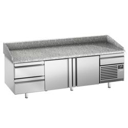 Commercial Pizza Prep Counter - Granite Top PREMIUM PLUS - 3305x800mm - with 3 doors & 3 drawers