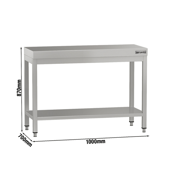 Paslanmaz Çelik Çalışma tezgahı ECO - 1000x700mm- Sırtsız alt raflı
