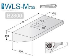 Wandafzuigkap RVS - 700mm diep - 2800mm - met motor - compleet - met standen snelheidsregelaar, 5 labyrintfilters en verlichting - 1760m³/u