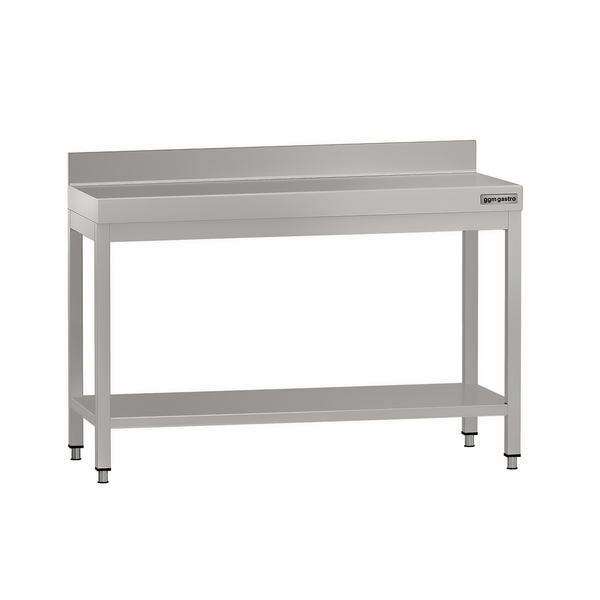 Mesa de trabalho ECO - em Aço inoxidável - 1,2 m - com base e rebordo posterior