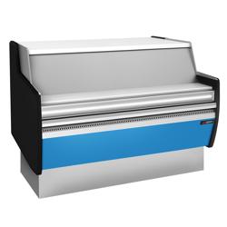 Checkout Counter PREMIUM - Plastic-Coated Worktop, Light Blue Front (RAL 5015), 6 W, Fits KEI‑M