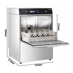 Myčka skla 2,97 kW - Bez vypouštěcího čerpadla - S čerpadlem mycího prostředku a přívodem oplachového prostředku (dvoustěnná) - S odstraňovačem vodního kamene