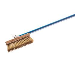 Brosse à pizza - 200x1600x105mm - Brosses en laiton, manche en aluminium anodisé bleu - avec grattoir