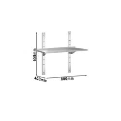 Mensola a parete in acciaio inox PREMIUM - 800x400mm - con 1 ripiano