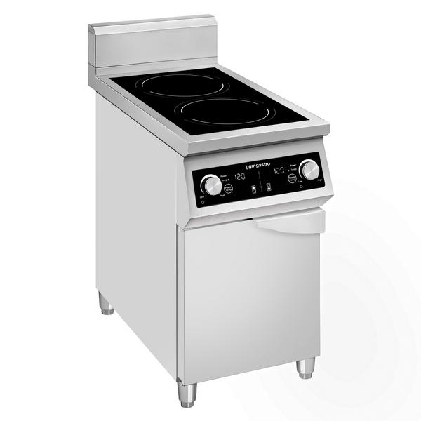 Ipari indukciós tűzhely - 700-as - főzősorba illeszthető - összteljesítmény: 10,0 kW - 2 zónás - alsószekrénnyel, 1 ajtó - 400x700x980 mm