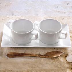 (6 kpl) WHITE DELIGHT - Tarjoilualusta - Posliini - Suorakulmainen - 285x150 mm - Valkoinen