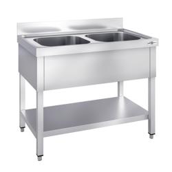 Lavello PREMIUM - 1000x600mm - con ripiano di base e 2 vasche al centro