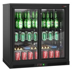 Barkühlschrank - 900mm - 220 Liter - 2 Glasschiebetüren - Außen & Innen Schwarz