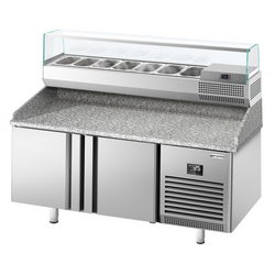 Rashladni pult za pripremu pizze Premium PLUS - 1783x800 mm - Sa 2 vrata - Uklj. rashladna nadograđena vitrina - 7x GN 1/4