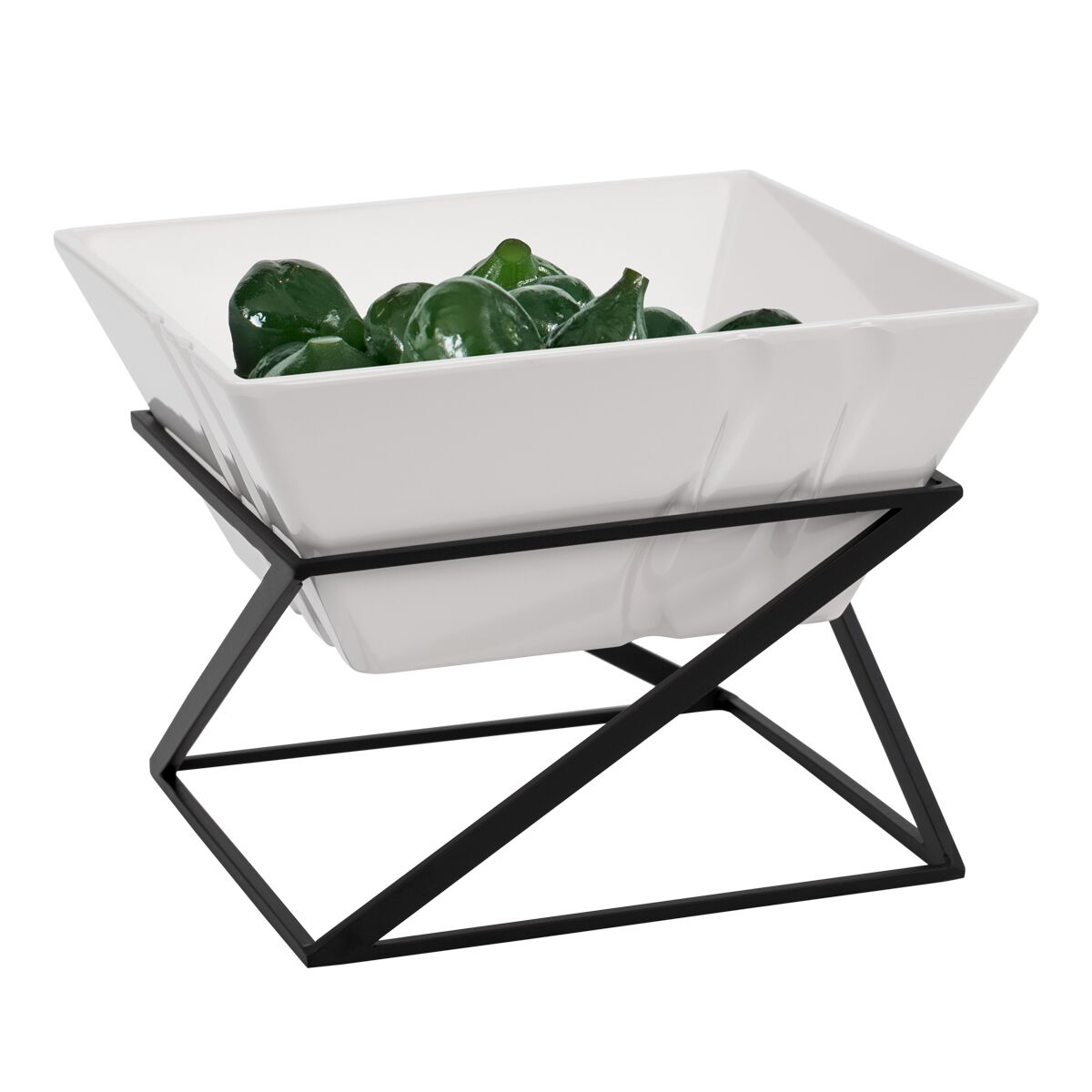 Présentoir buffet / étagère - noir - incl. 1 bol en mélamine - rectangulaire