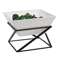 Etagere / Buffet Stand - Black - square - Height: 175mm - incl. 1 Melamine bowl - Powder-coated stainless steel & Melamine