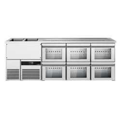 Пивний прилавок PREMIUM - 2500x700 мм - 6 скляних висувних шухляд