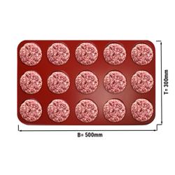 Preša za hamburgere - 15 veličina - plastika - mala - Ø 80 mm - crvena - 15 rupa - 85 g