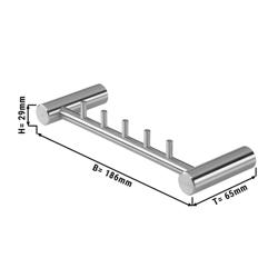 AIR-WOLF | Hook Rail with 5 Hooks – Wall-Mounted – Brushed Stainless Steel – Anti-Theft