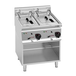 Dubbele elektrische friteuse - 10+10 liter - 12 kW - mechanische bediening - met aftapkraan - incl. onderstel