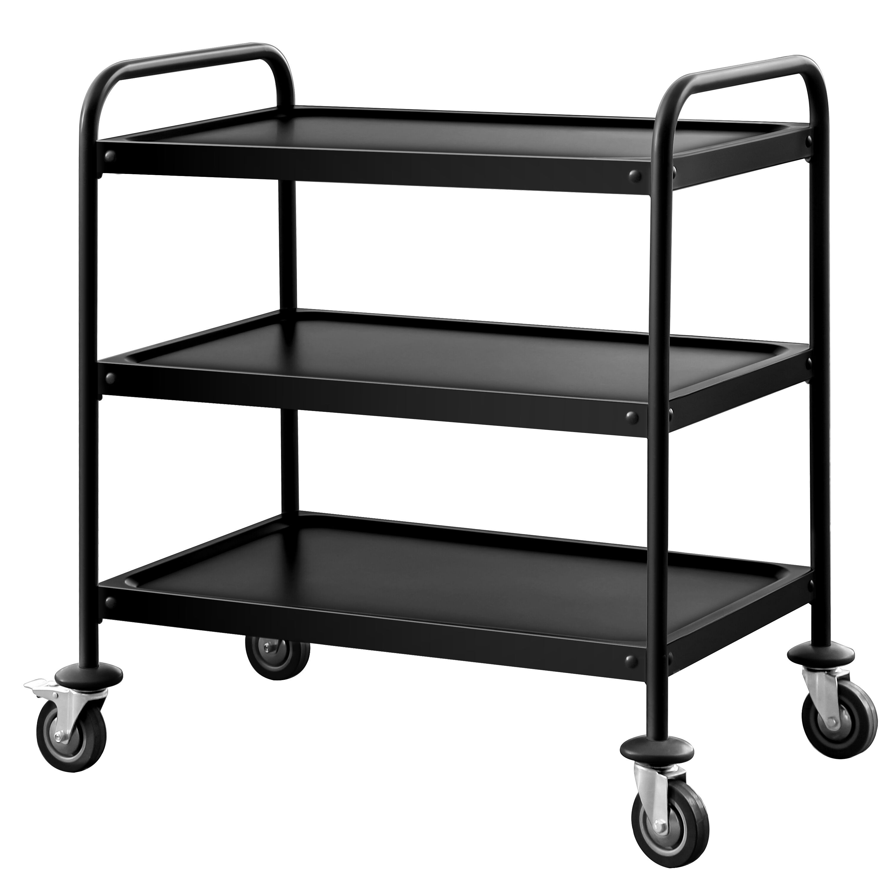 Chariot de service – 800x500 mm – avec 3 surfaces de rangement – Noir