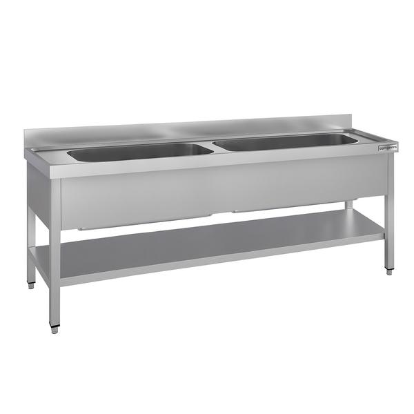 Pot sink ECO - 2000x700mm - with undershelf & 2 basins