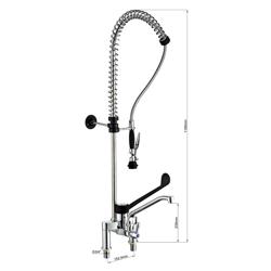 tweegats voorspoeldouche 4000 - met 2-gats duobloc, wandmontage, zwanenhals, eengreeps, sproeier/handdouche, G3/4 - 1190mm