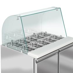 Saladette ECO - 900 mm - 2 portes - avec haut dessus en verre pour 2 x GN 1/1 et 3 x GN 1/6        