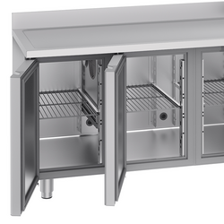 Koelwerkbank PREMIUM - 1900x700mm - met 3 deuren, 1 spoelbakk rechts & achterwand