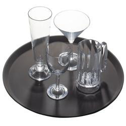 (12 pieces) CAMBRO | Camtread® Round Fibreglass Serving Tray – Ø 280 mm – Non‑Slip – Black