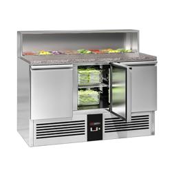 Saladette PREMIUM - 1368mm - 3 porte - con supporto in acciaio inox per 8x GN 1/6