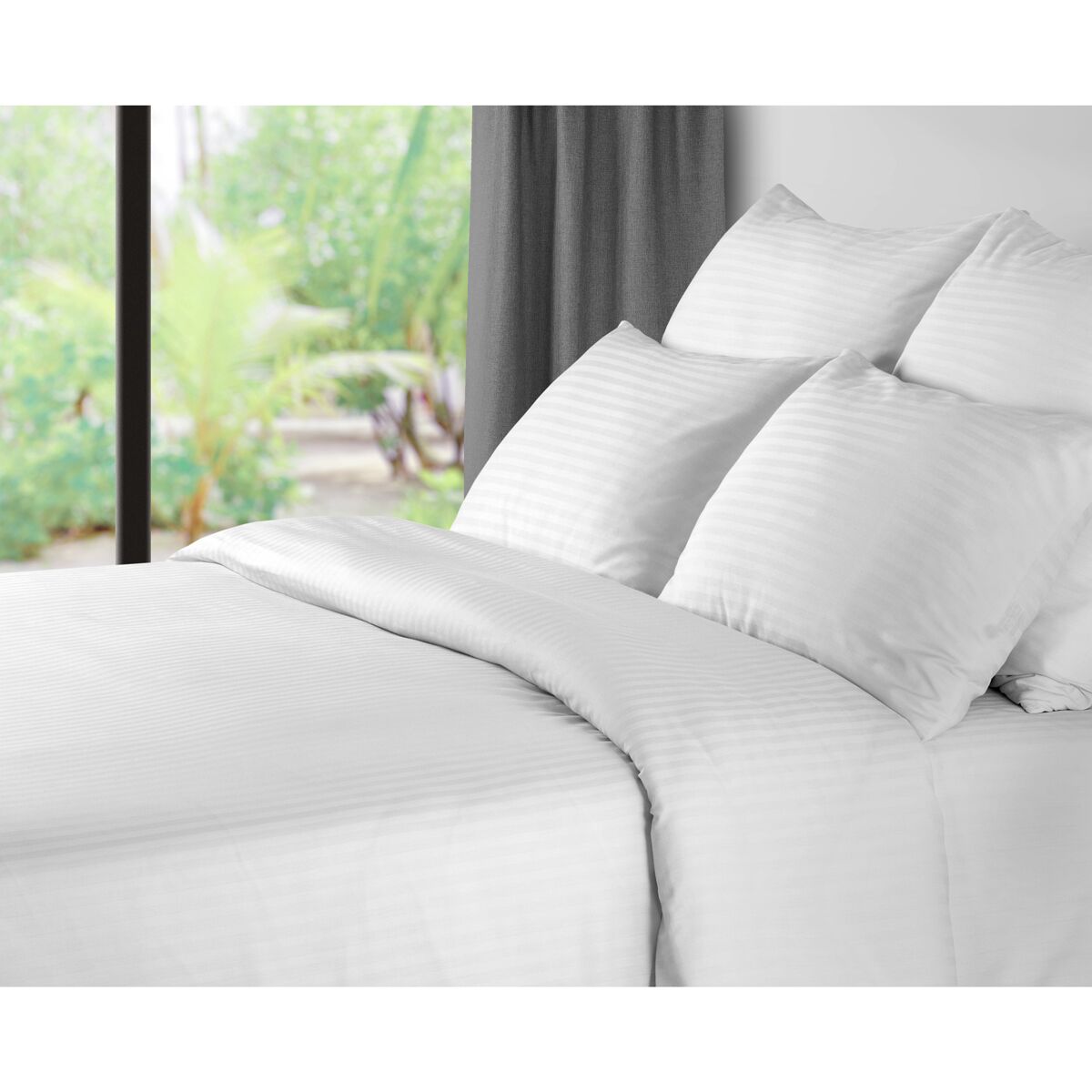 (10 Stuks) Elegant Damast dekbedovertrek Sydney - 80 x 45 cm - Wit	 