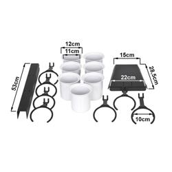 Suport tacâmuri BLACK LINE - cu 7 compartimente - Ø 100 mm - oțel inoxidabil, pulbere vopsită - negru
