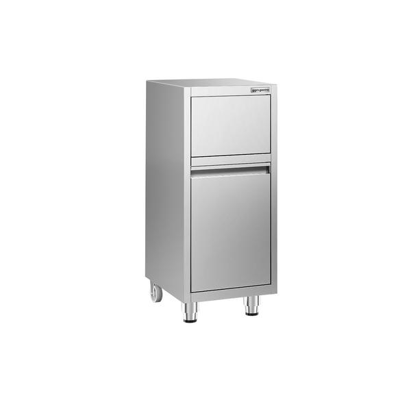Afvalbak - kanteldeksel - 400x500x940mm - met wielstel, zacht sluitend deksel - RVS