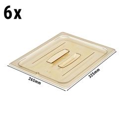 (6 szt.) CAMBRO | H-PAN™ - Żaroodporne płaskie pokrywki GN 1/2 - z uchwytem - bursztynowe	