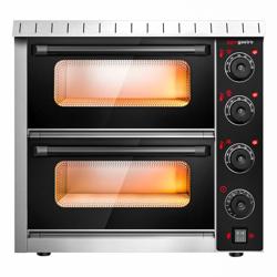 Elektrisk pizzaugn (el‑däck/box) - 4+4 x Ø 20 cm - 2‑däck - 590x580 mm - 350 °C - Manuell - svart