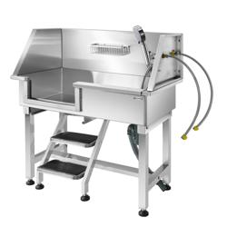 Vasca per cani - con scale antiscivolo, rubinetto miscelatore professionale & tappetino antiscivolo