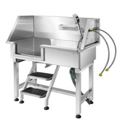 Vasca per cani - con scale antiscivolo, rubinetto miscelatore professionale & tappetino antiscivolo