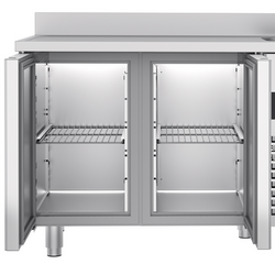 Koelwerkbank PREMIUM - 1430x700mm - met 2 deuren, 1 spoelbak rechts & achterwand