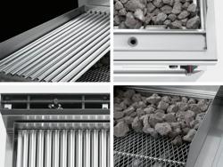 Griglia a pietra lavica a gas - 9kW - Su mobile - Profondità 900 - Griglia in ghisa - Acciaio inox