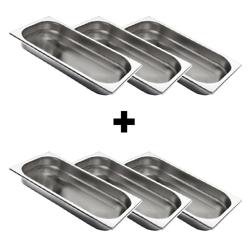(6 pcs) Stainless Steel Gastronorm Pan GN 1/3 - Depth: 20mm