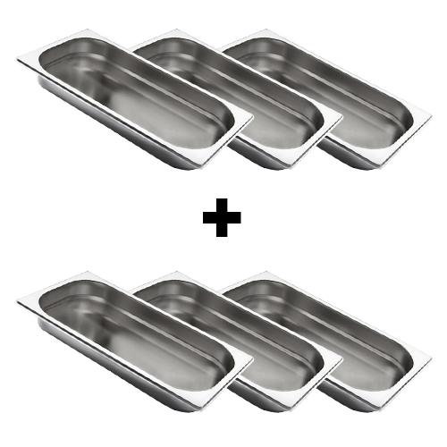 (6 pièces) Bac GN 1/3 en inox – Hauteur : 20 mm
