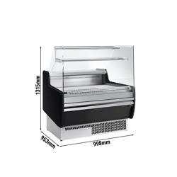 Comptoir vitrine réfrigérée - 998x953mm - +0/+6°C - 1 porte - 1 étagère - Façade noire