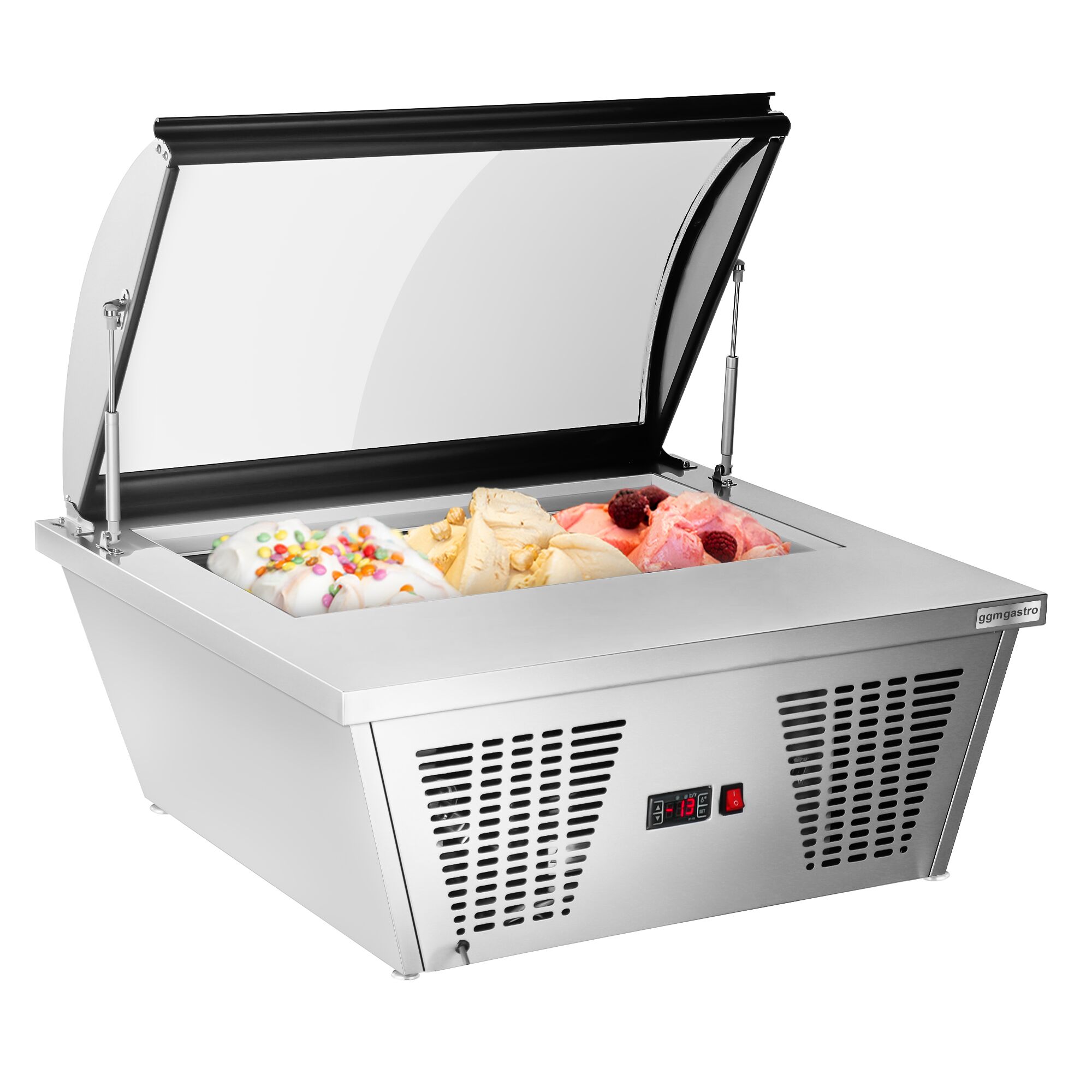 Vitrina de helados de sobremesa - tapa abovedada - para recipientes de helado de 4 x 5 litros