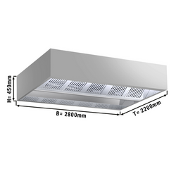 Indukciós mennyezeti motorháztető - 2,8m - szűrővel és LED lámpával