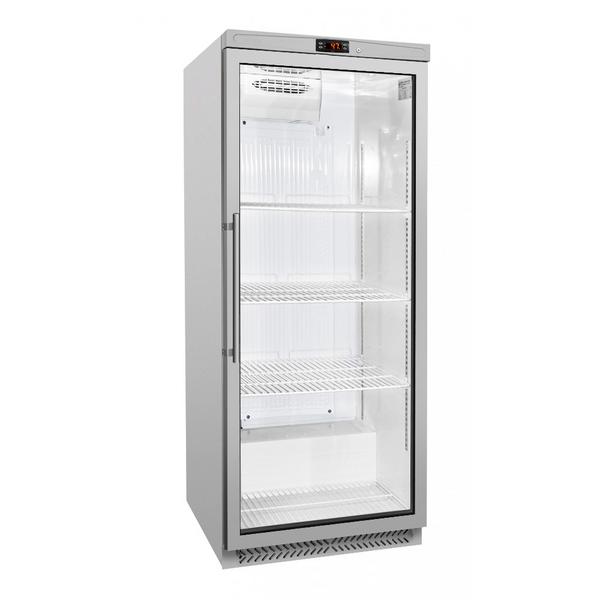 Armadio refrigerato professionale in acciaio inox ECO - 580L - Statico - 1 porta in vetro - con 4 griglie